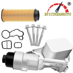 11428585235 Aluminum engine oil cooler, compatible with BMW 218i, 220i, i8, 2 Series, and MINI Cooper; replaces 11428511391 Oil filter housing adapter with sensor and gasket.