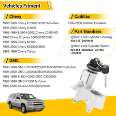 924-893,924-720 Ignition Assembly - Lock Cylinder Switch & Cylinder Housing for Chevy, GMC, Cadillac