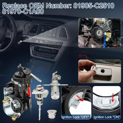 Ignition Lock Switch Assembly 81905-C2510 for 2015-2019 Hyundai Sonata with 2 Door Lock & Glovebox Lock Kit Cylinder Set & 2 Key