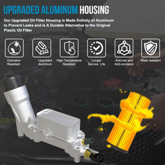 68105583AB Aluminum Engine Oil Cooler, Oil Filter Housing 3.6L Adapter For 2017-2018 Chrysler 200 300 Jeep Cherokee Grand Cherokee Dodge Charger Challenger Journey Wrangler Ram ProMaster926-959