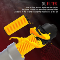 11428585235 Aluminum engine oil cooler, compatible with BMW 218i, 220i, i8, 2 Series, and MINI Cooper; replaces 11428511391 Oil filter housing adapter with sensor and gasket.