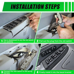 15883429 Driver Power Window Switch &With Panels Black / Folding Mirrors for 2003-2007 Hummer H2