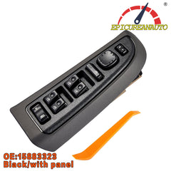 EPICUREANAUTO With Panel Black Master Power Window Switch Driver Side Door Lock No Folding Mirror Switch Compatible with Chevy GMC Cadillac