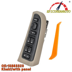 EPICUREANAUTO 15883323 Driver Side Door Lock and Power Window Switch & Tan Bezel Cover Fit for 2003-2008 Chevy Avalanche Silverado Suburban Tahoe GMC Yukon Sierra Yukon XL Cadillac Escalade 901-075#DWS-220