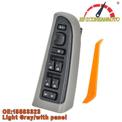 EPICUREANAUTO 15883323 With Panel Light Gray Master Power Window Switch Driver Side Door Lock No Folding Mirror Switch Compatible with Chevy GMC Cadillac