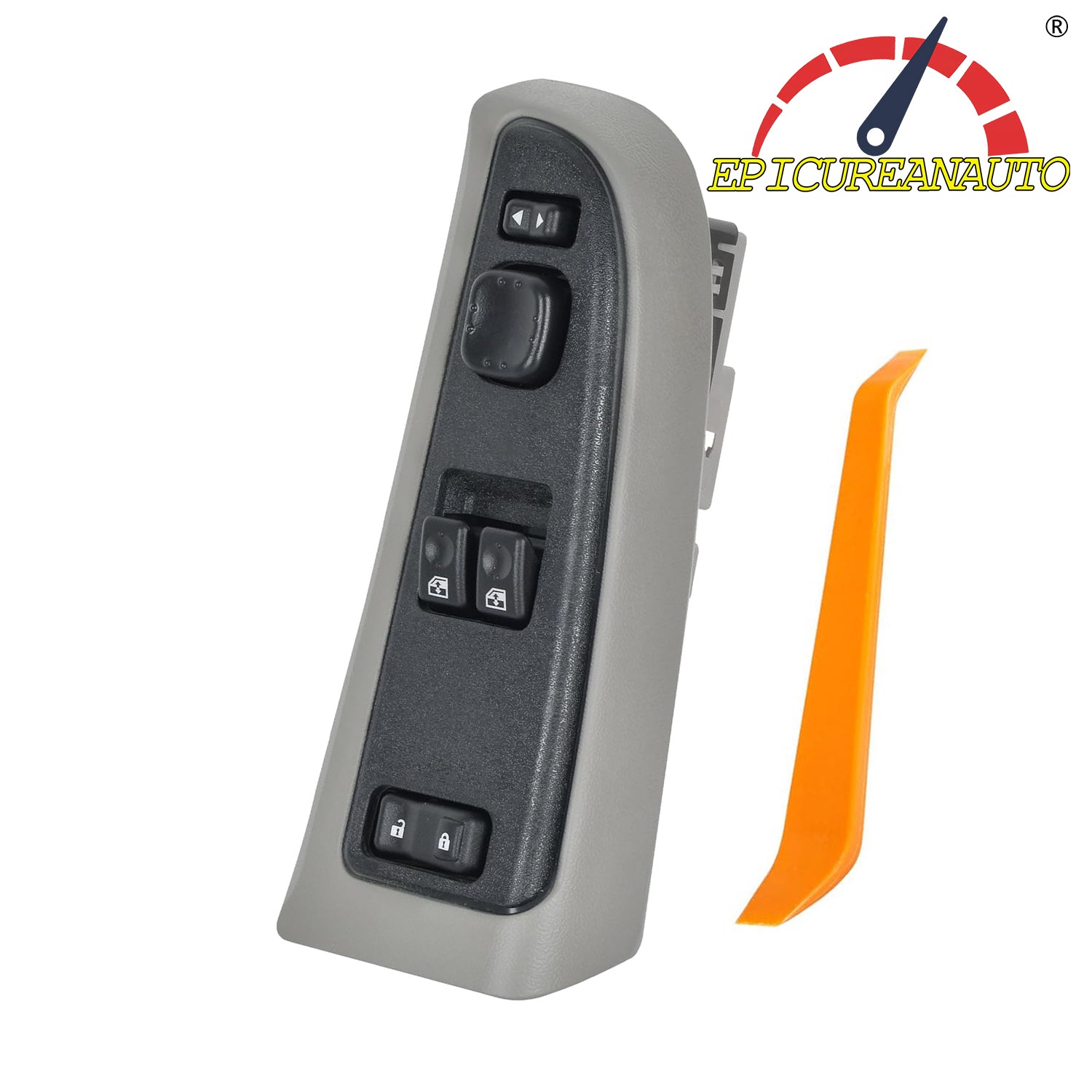EPICUREANAUTO With Panel Light Gray Master Power Window Switch Driver Side Door Lock No Folding Mirror Switch Compatible with Chevy GMC Cadillac
