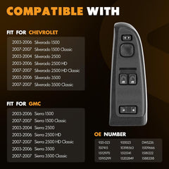 Compatible with Chevrolet & GMC Vehicles: Chevrolet 2003-2006 Silverado 1500, 2003-2004 Silverado 2500, 2003-2006 Silverado 3500, 2007 Silverado 1500 Classic, 2007 Silverado 3500 Classic, 2007 Silverado 2500 HD Classic, 2003-2006 Silverado 2500 HD. GMC 2003-2006 Sierra 1500, 2003-2004 Sierra 2500, 2003-2006 Sierra 3500, 2007 Sierra 1500 Classic, 2007 Sierra 3500 Classic, 2007 Sierra 2500 HD Classic, 2003-2006 Sierra 2500 HD Master Control Switch Module