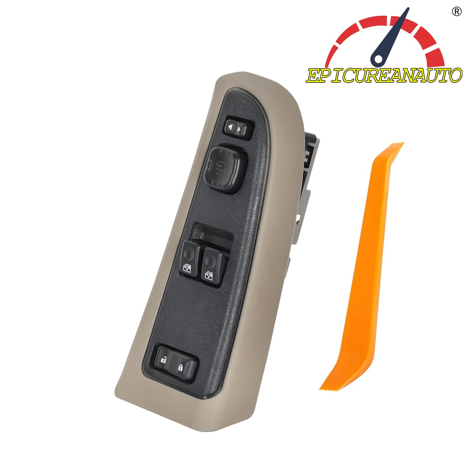 epicureanauto 15883322 Front Driver Side Power Window Switch and Tan Bezel Assembly with Folding Mirror Switch Chevy ,GMC 920-024 Replaces DWS-248