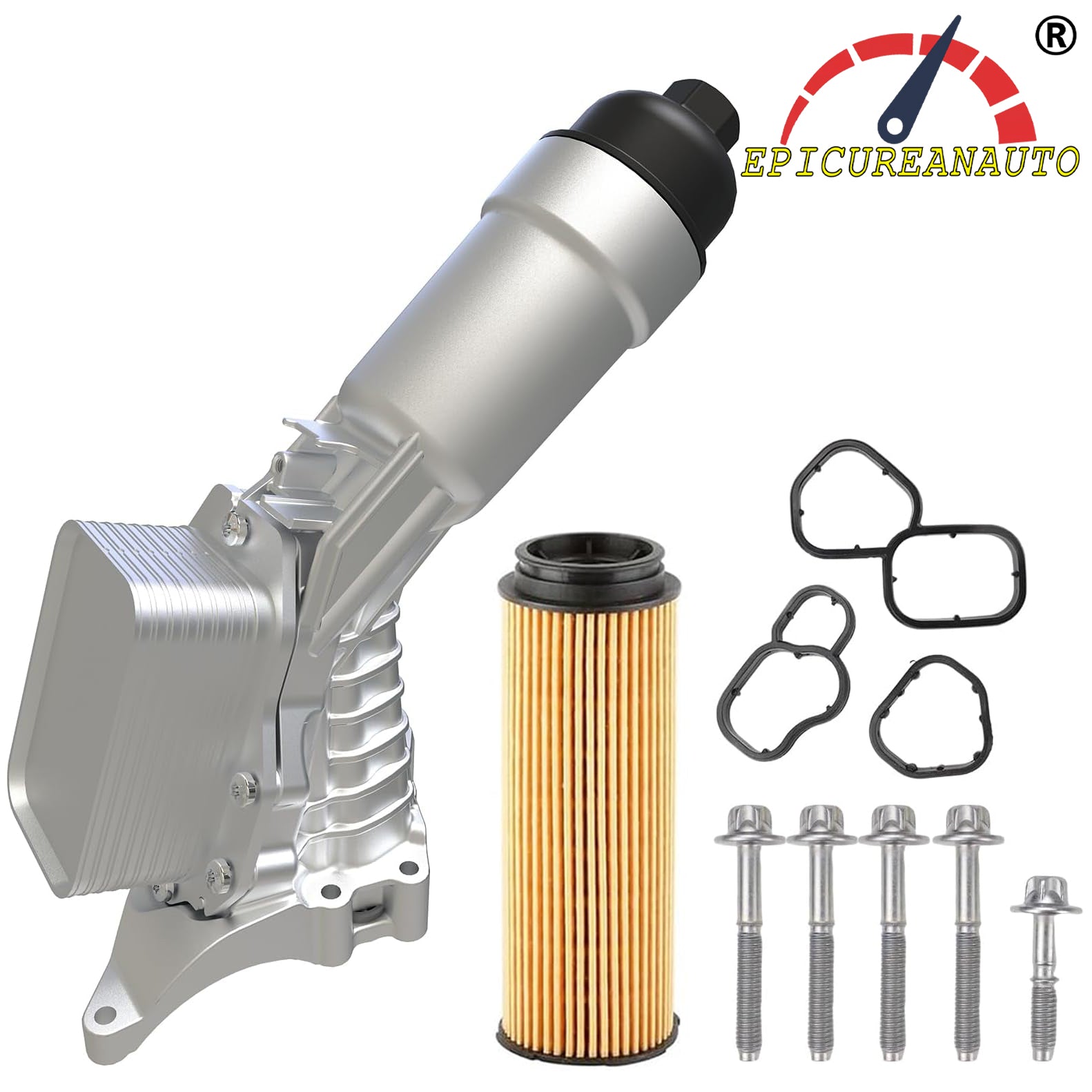 11428580414 Upgrad Aluminum Engine Oil Cooler Filter Housing Assembly w/Filter,BMW 230i 330e xDrive 330i xDrive 430i xDrive 530i 540i X3 X4 X5 X6 Z4, OEM:11428580415 11428651710-EPICUREANAUTO