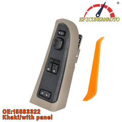 15883322 Front Driver Side Power Window Switch and Tan Bezel Assembly with Folding Mirror Switch Chevy ,GMC 920-024 Replaces DWS-248