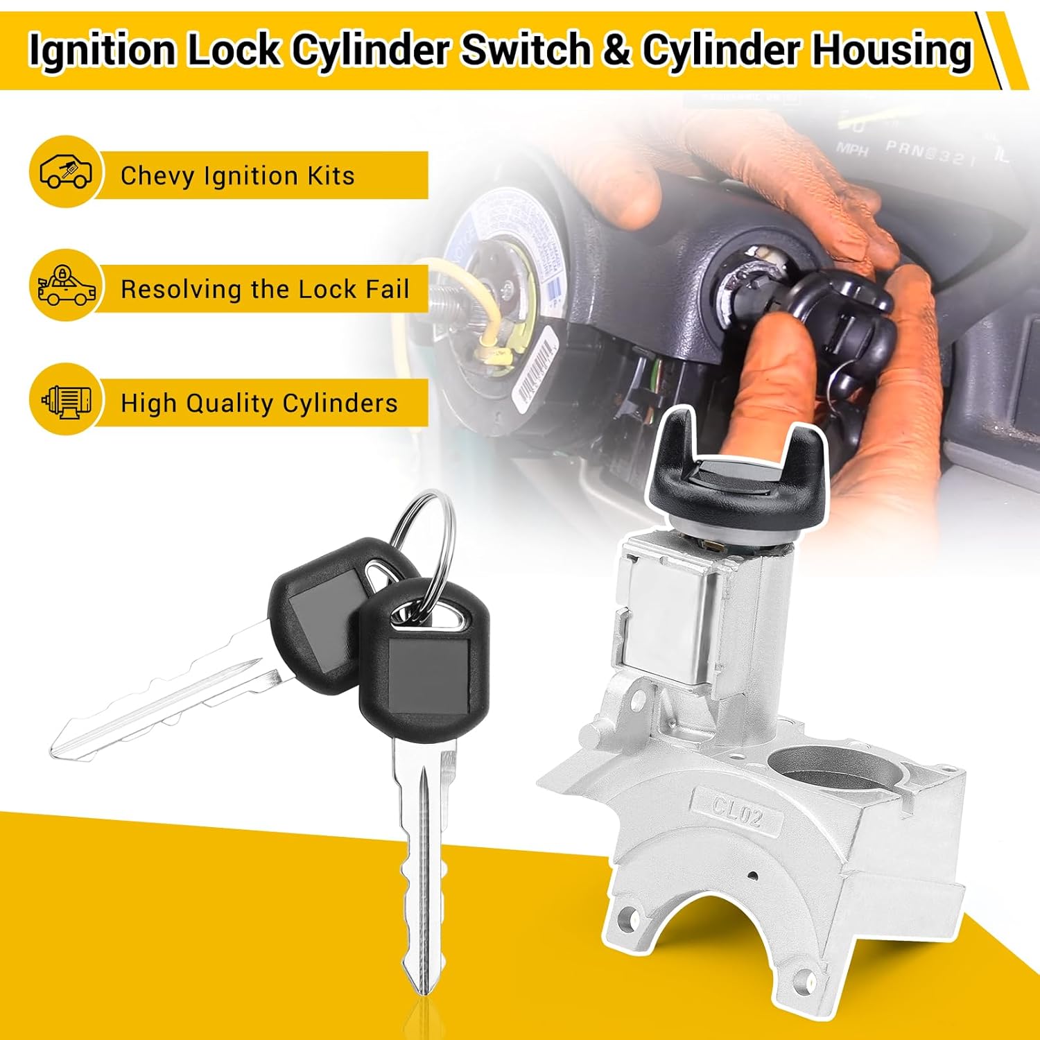 924-893,924-720 Ignition Assembly - Lock Cylinder Switch & Cylinder Housing for Chevy, GMC, Cadillac