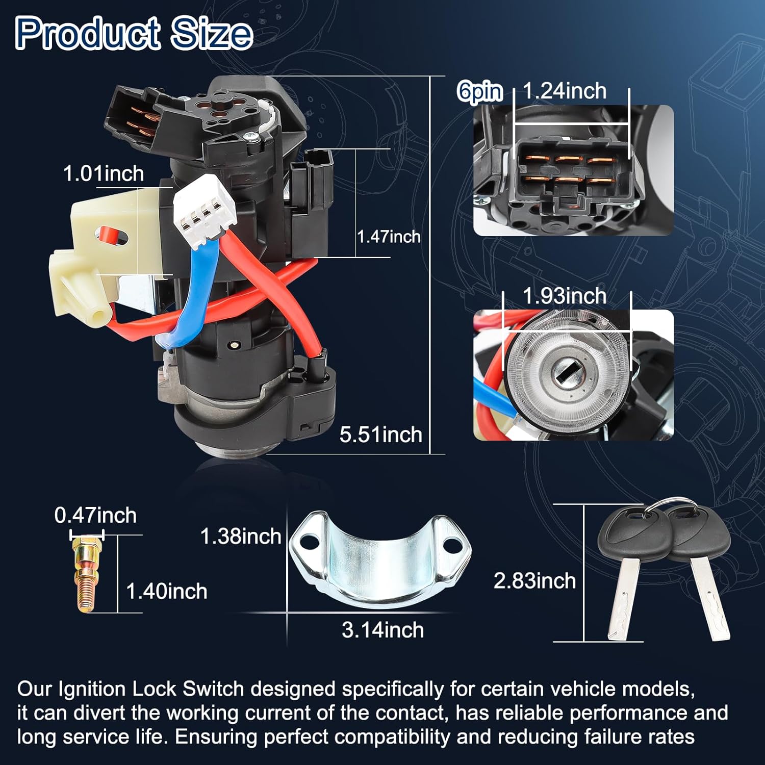 81910-D3110 Ignition Lock Cylinder Switch Kits & Housing for 2015-2021 Hyundai Tucson Elantra GT Veloster N, 2016-2023 Kia Rio Sportage