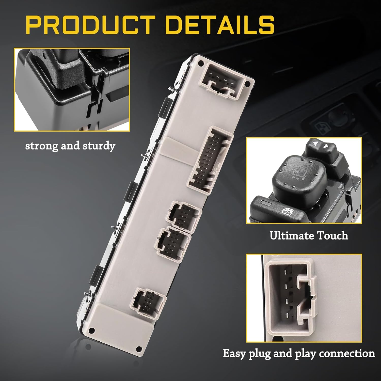 15883319 Driver Side Power Master Window Switch with Folding Mirror for Chevrolet, GMC , Cadillac, Hummer