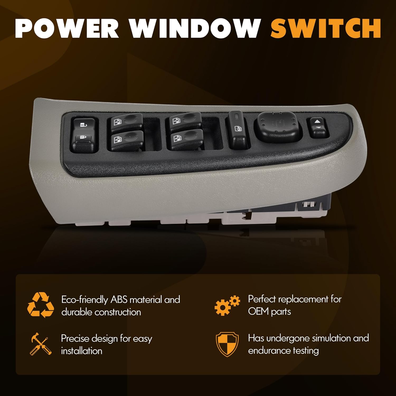 15883319 Master Power Window Switch & Light Gray Bezel Assembly with Folding Mirror Switch Fit for Chevy Silverado,GMC,Hummer H2, Escalade