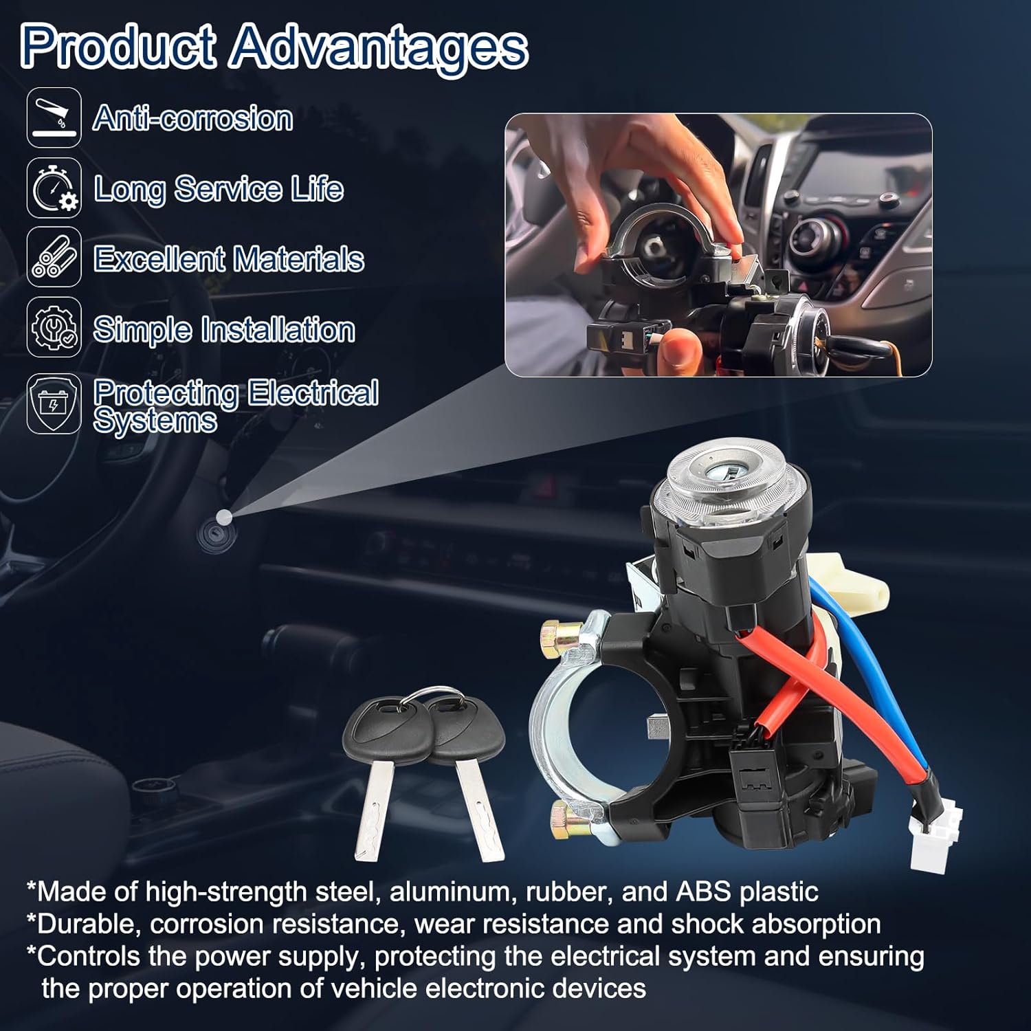 81910-D3110 Ignition Lock Cylinder Switch Kits & Housing for 2015-2021 Hyundai Tucson Elantra GT Veloster N, 2016-2023 Kia Rio Sportage