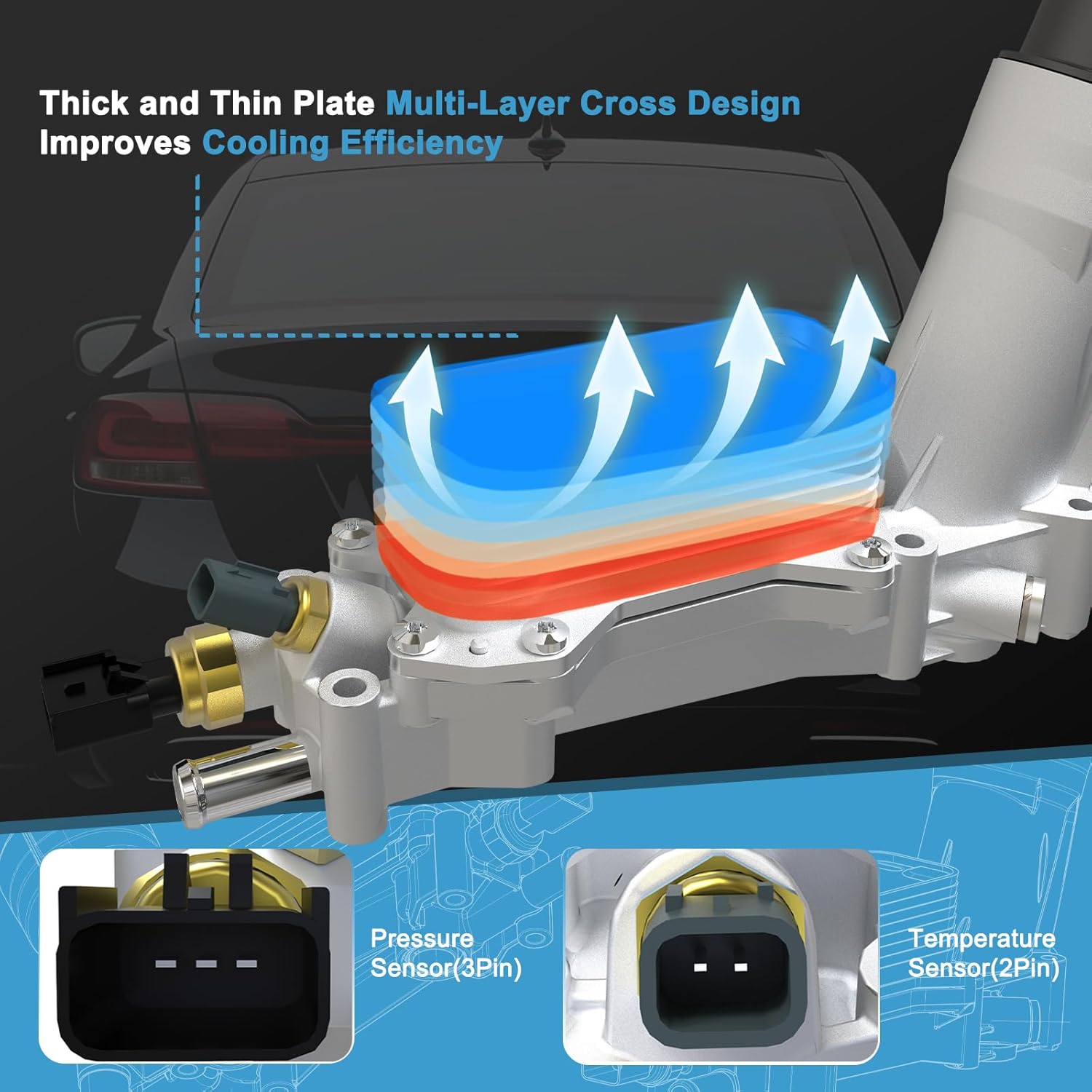 68105583AF Aluminum Engine Oil Cooler Oil Filter Housing Adapter Replace#926-876