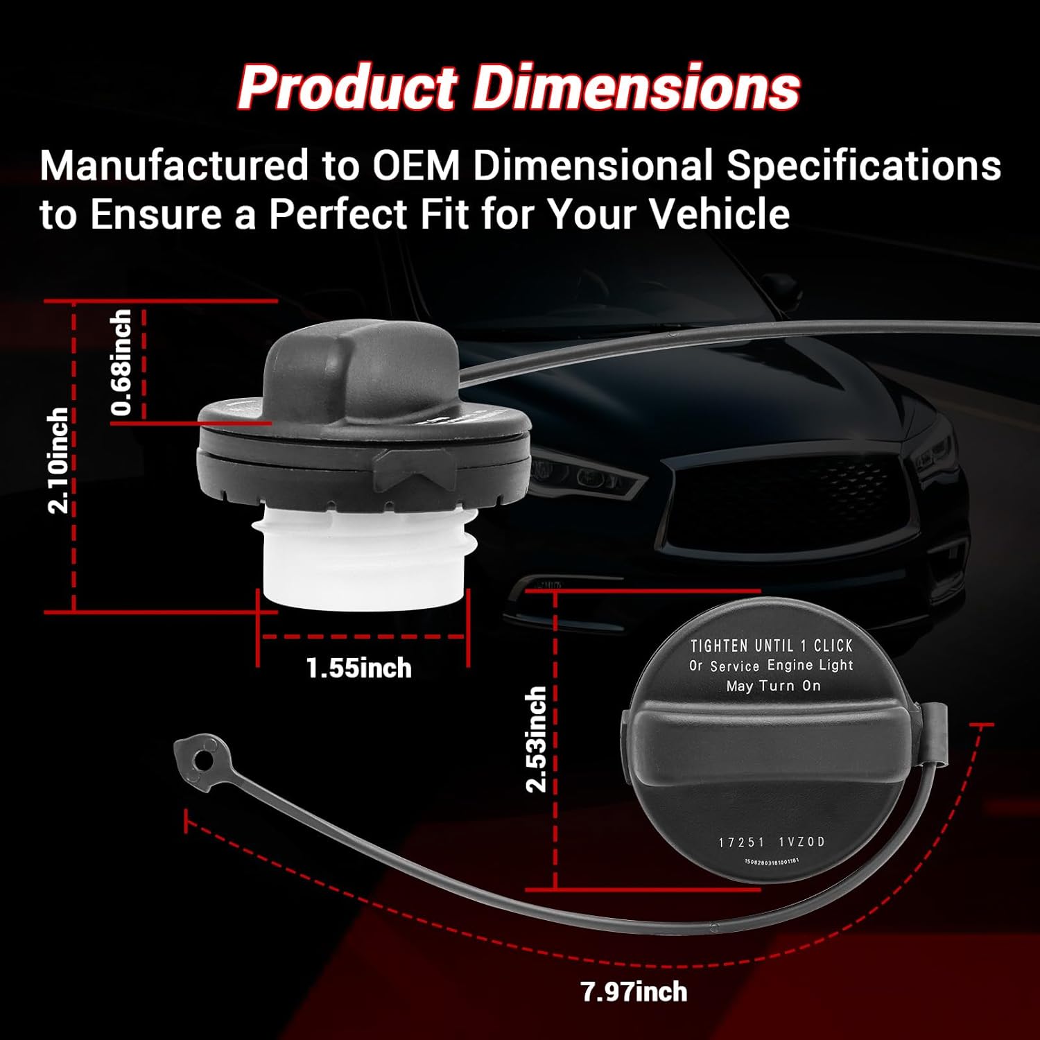 Gas Cap Fuel Cap Replaces 17251-3JA0A for Nissan Pathfinder,Infinit