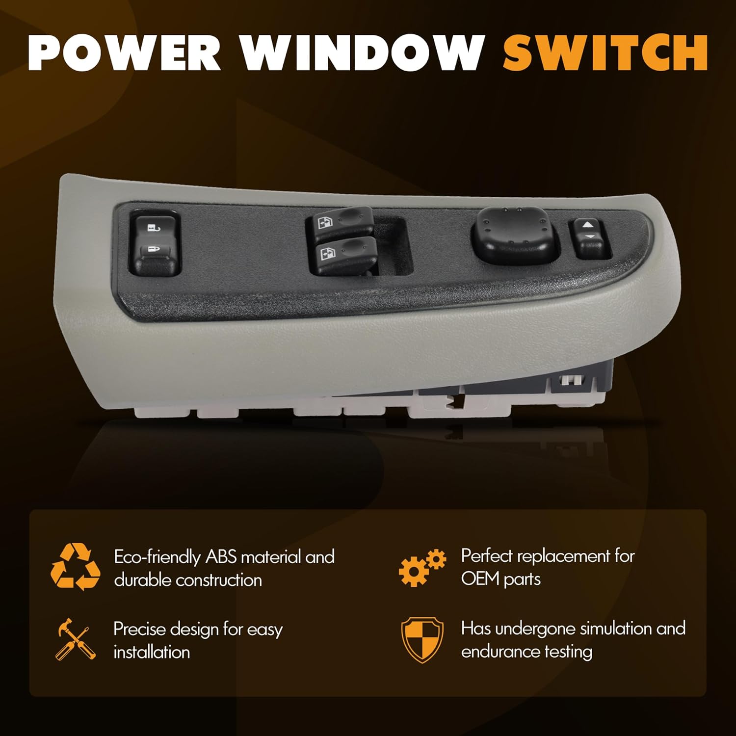 15883318 Front Driver Side Door Lock and Window Power Switch & Light Gray Bezel Assembly Fit for Chevrolet,GMC