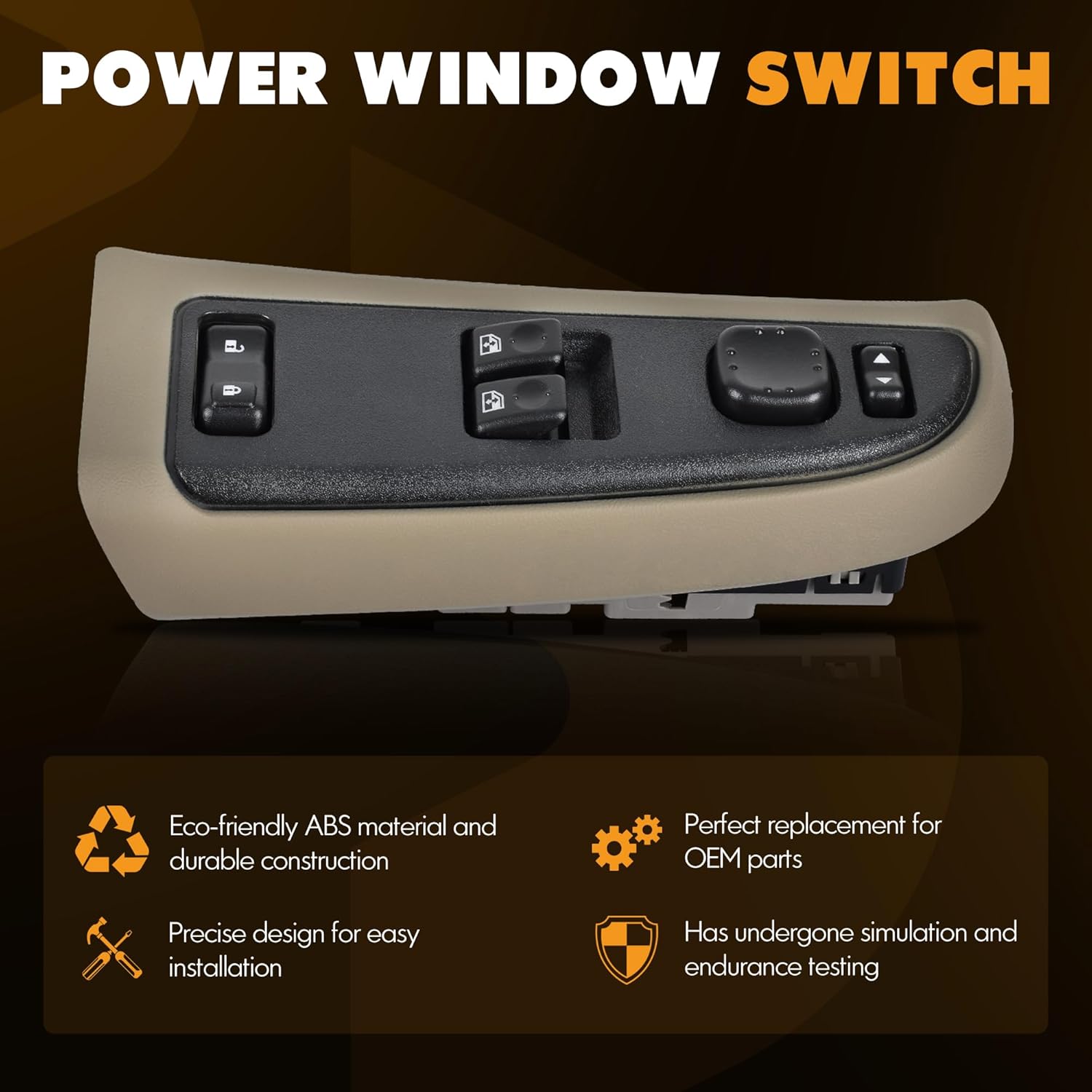 15883318 Front Driver Side Door Lock and Window Power Switch & Khaki Bezel Assembly Fit for Chevrolet,GMC