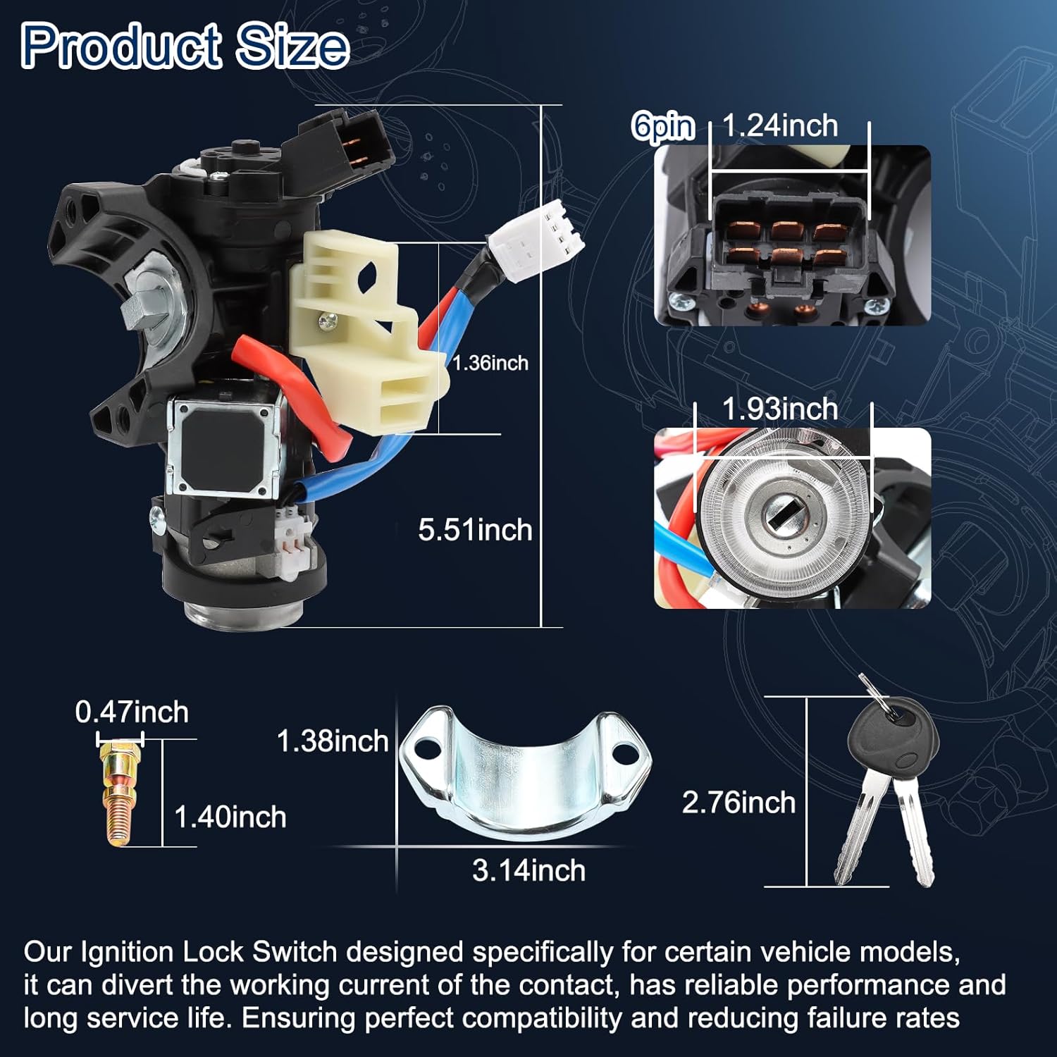 81905-F2230 Ignition Lock Cylinder Housing & Ignition Switch Kits for 2017 2018 2019 2020 Hyundai Elantra Ignition Lock Switch Lock Cylinder Assembly