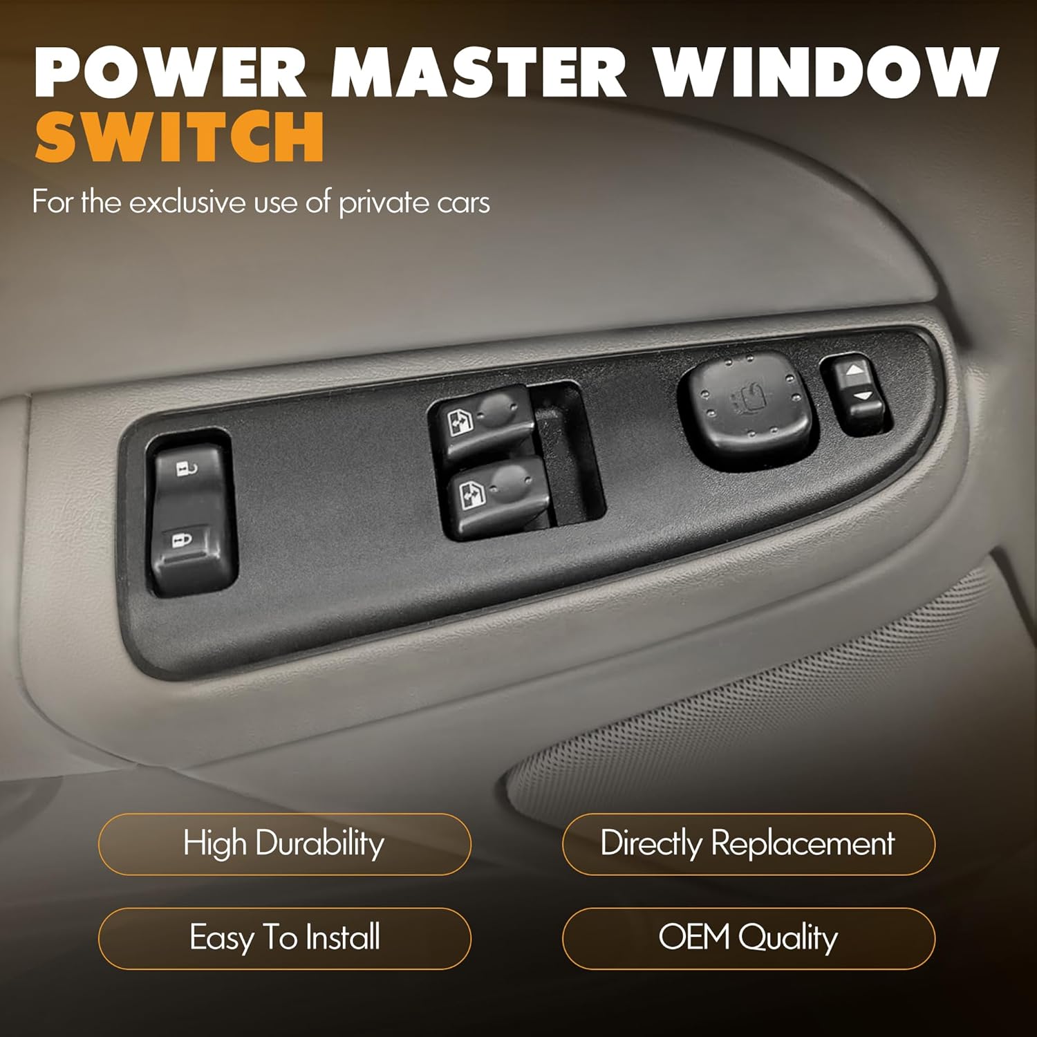 15883322 Front Driver Side Power Window Switch and Gray Bezel Assembly with Folding Mirror Switch Fit for Chevrolet GMC