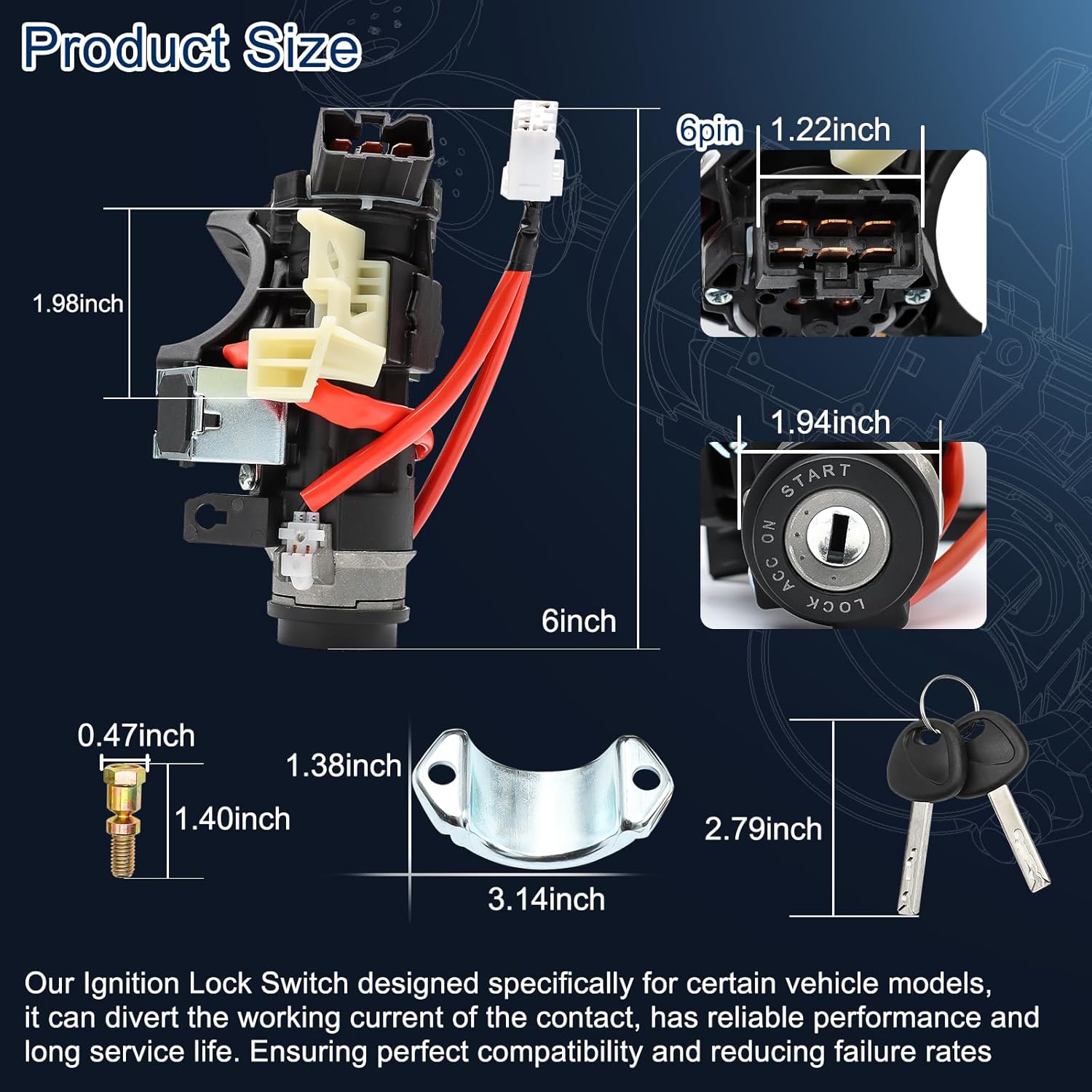 Ignition Lock Switch Assembly 81905-C2510 for 2015-2019 Hyundai Sonata with 2 Door Lock & Glovebox Lock Kit Cylinder Set & 2 Key