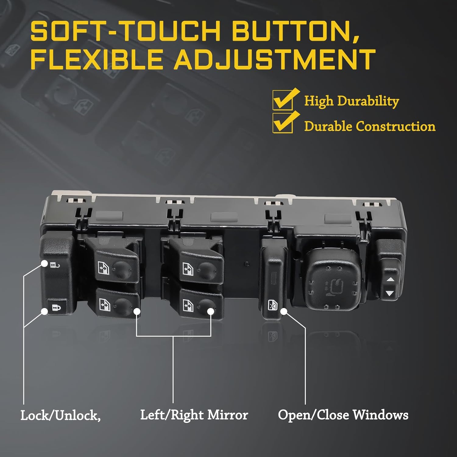 15883320 Front Driver Side Master Power Window Switch and Door Lock with Folding Mirrors OE 920-020 DWS-241