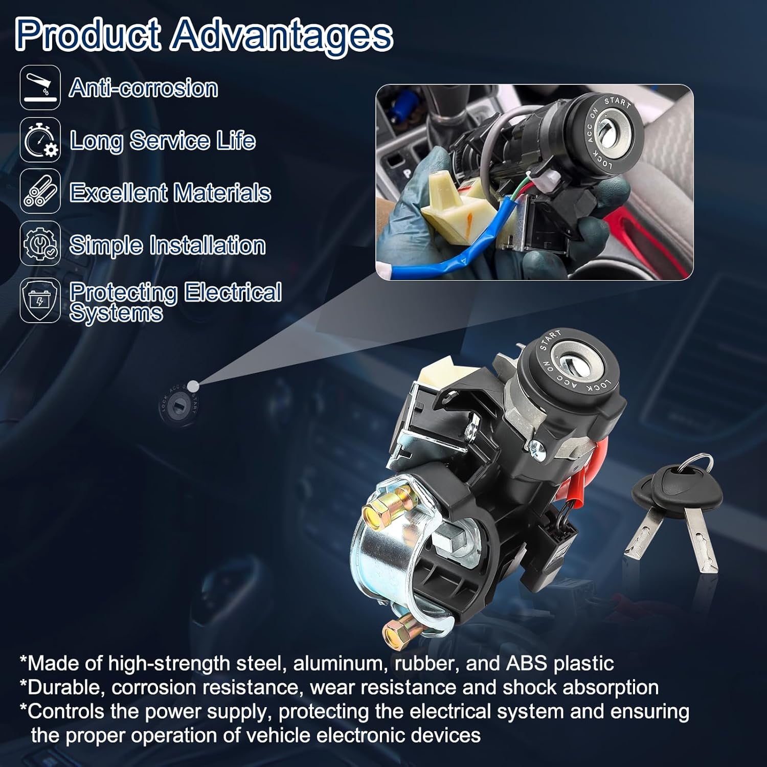 Ignition Lock Switch Assembly 81905-C2510 for 2015-2019 Hyundai Sonata with 2 Door Lock & Glovebox Lock Kit Cylinder Set & 2 Key
