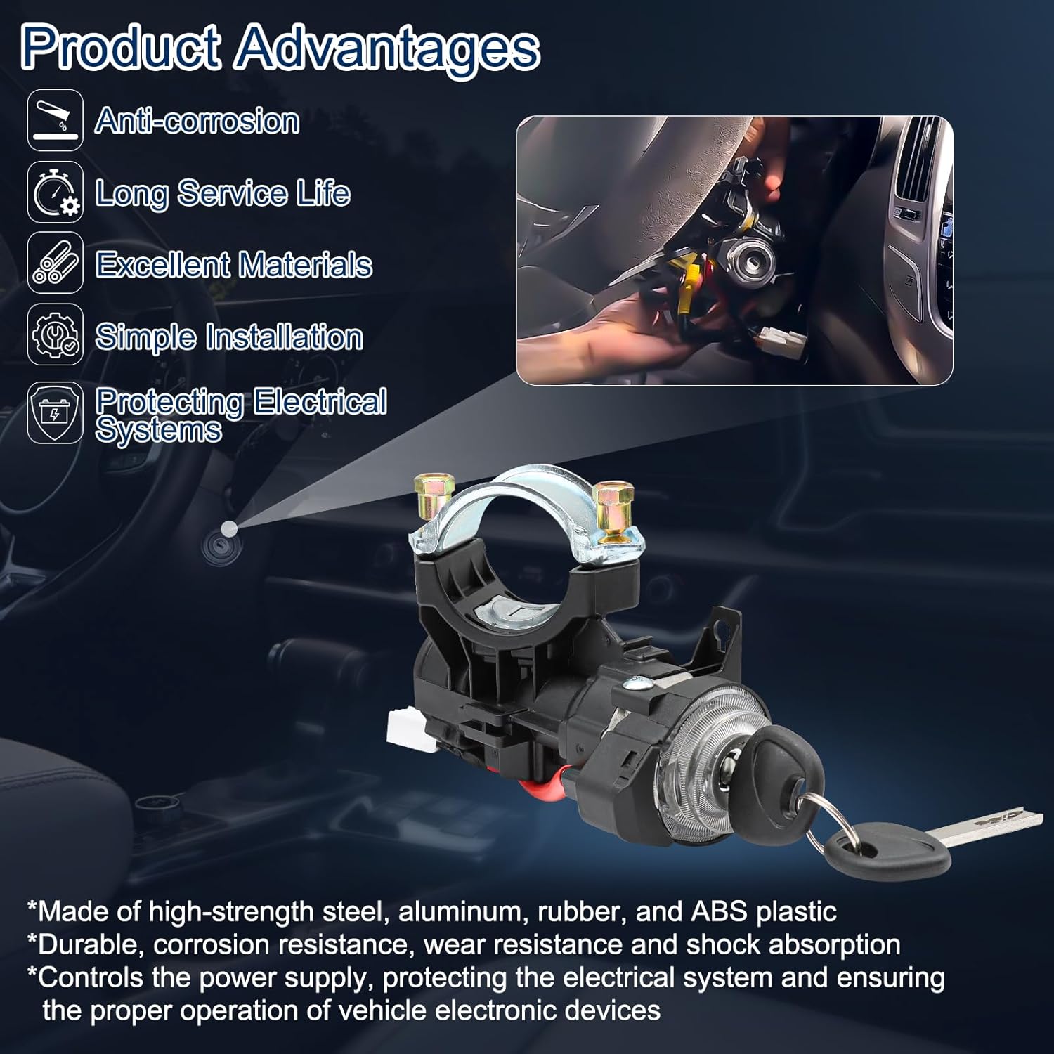 81910-B2100 Ignition Lock Cylinder & Housing Ignition Switch Kits for 2014-2019 Kia Soul, 2015-2019 Kia Soul EV
