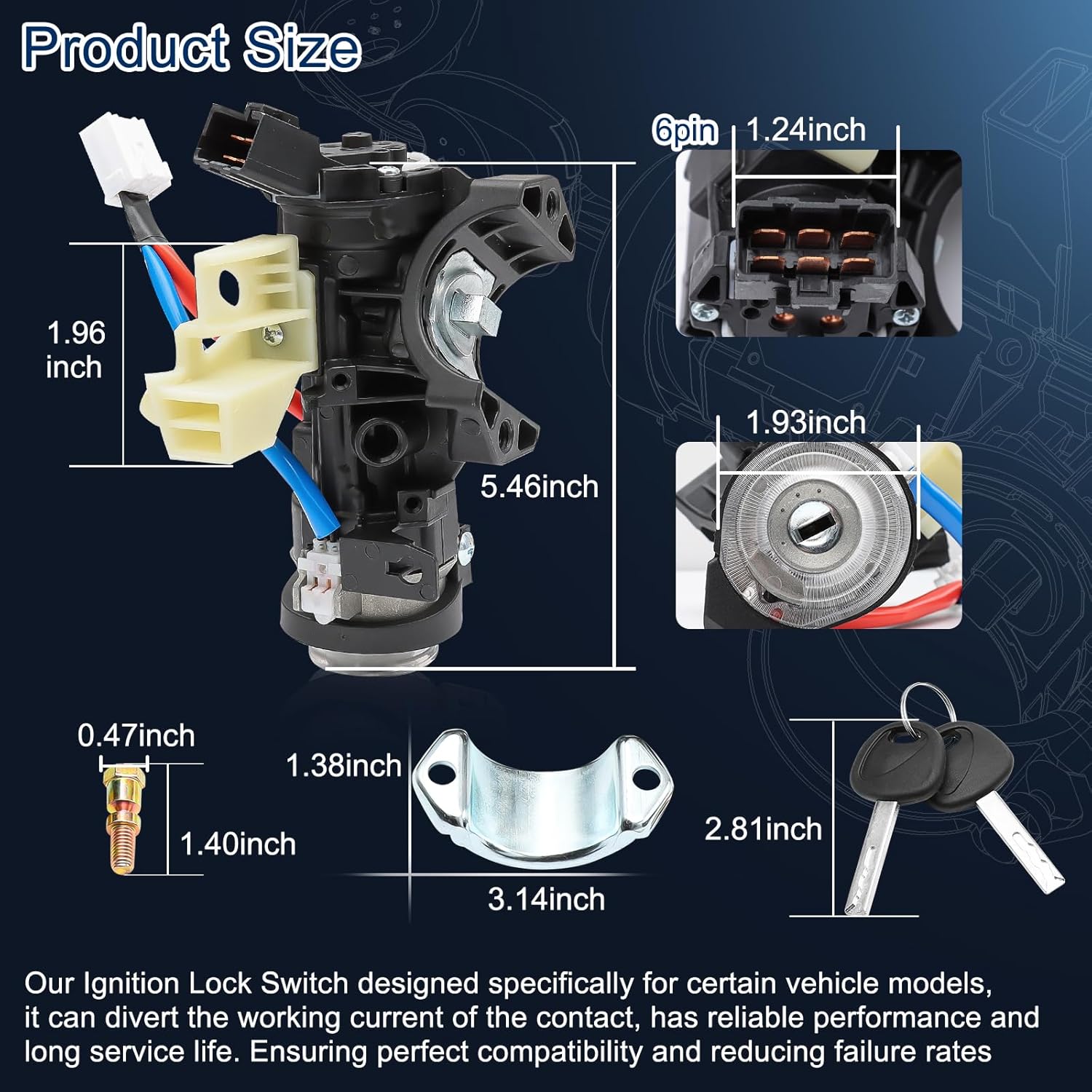 81910-B2100 Ignition Lock Cylinder & Housing Ignition Switch Kits for 2014-2019 Kia Soul, 2015-2019 Kia Soul EV