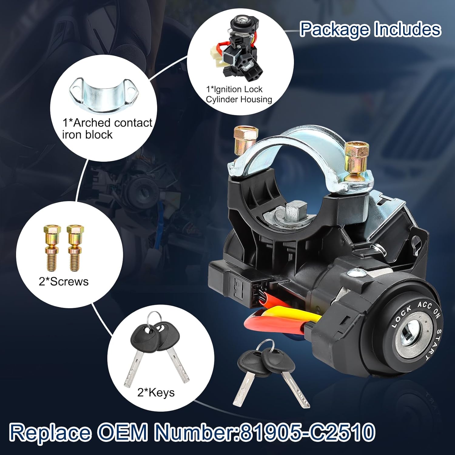 81905-C2510 81970-C1A00  Ignition Lock Cylinder & Housing  Switch Kits for 2015 2016 2017 2018 2019 Hyundai Sonata