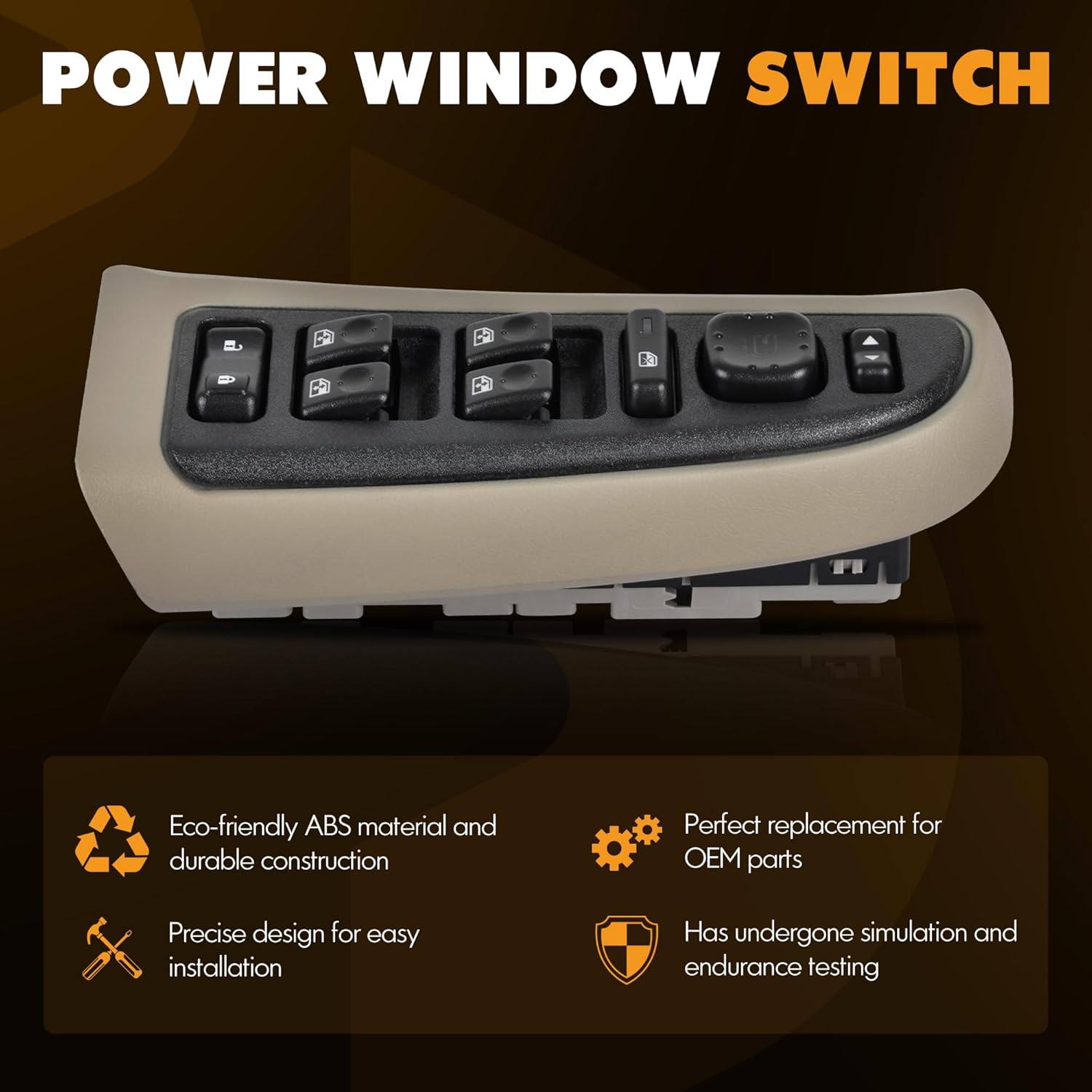 15883319 Master Power Window Switch & Khaki Bezel Assembly with Folding Mirror Switch Fit for Chevy Silverado,GMC,Hummer H2, Escalade