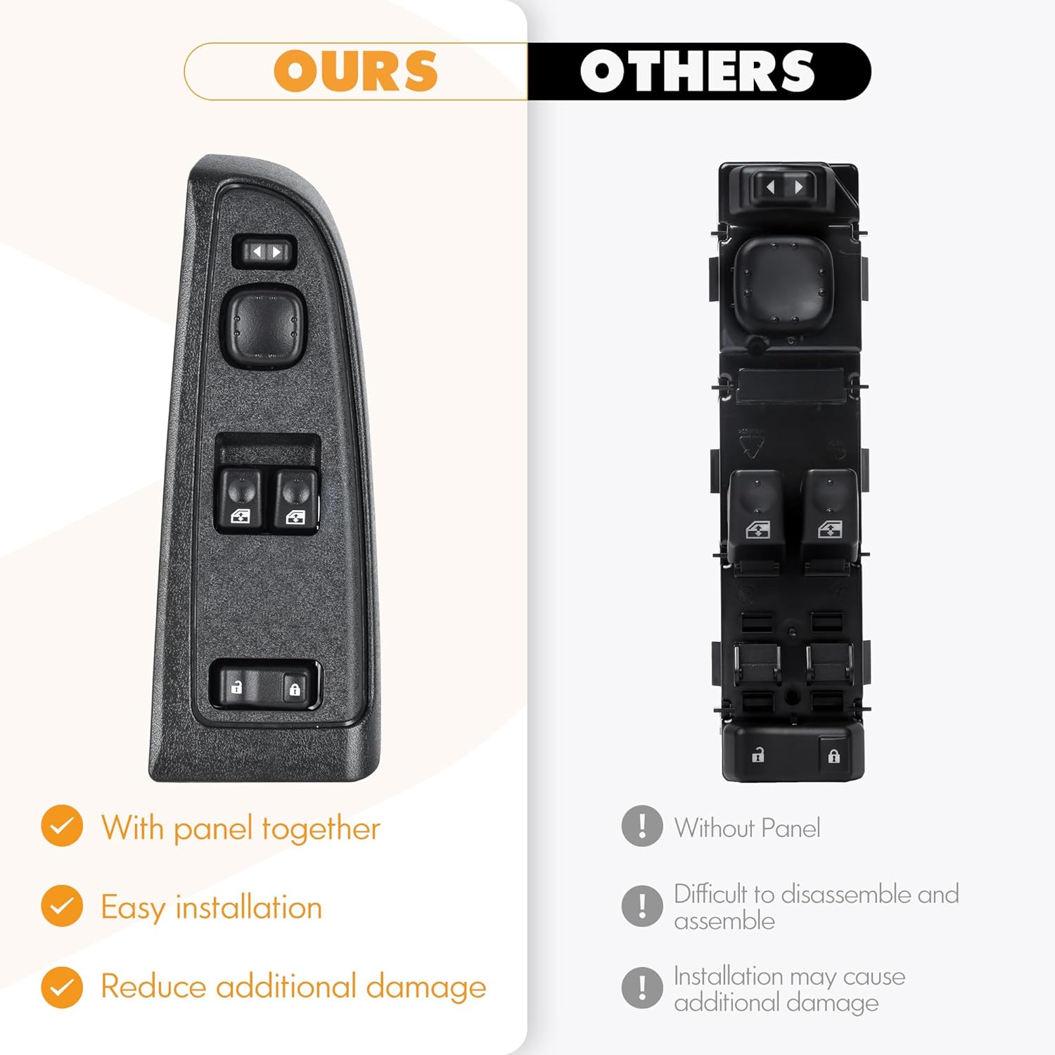15883318 Fit for Chevrolet, GMC Front Driver Side Door Lock and Window Power Switch & Black Bezel Assembly