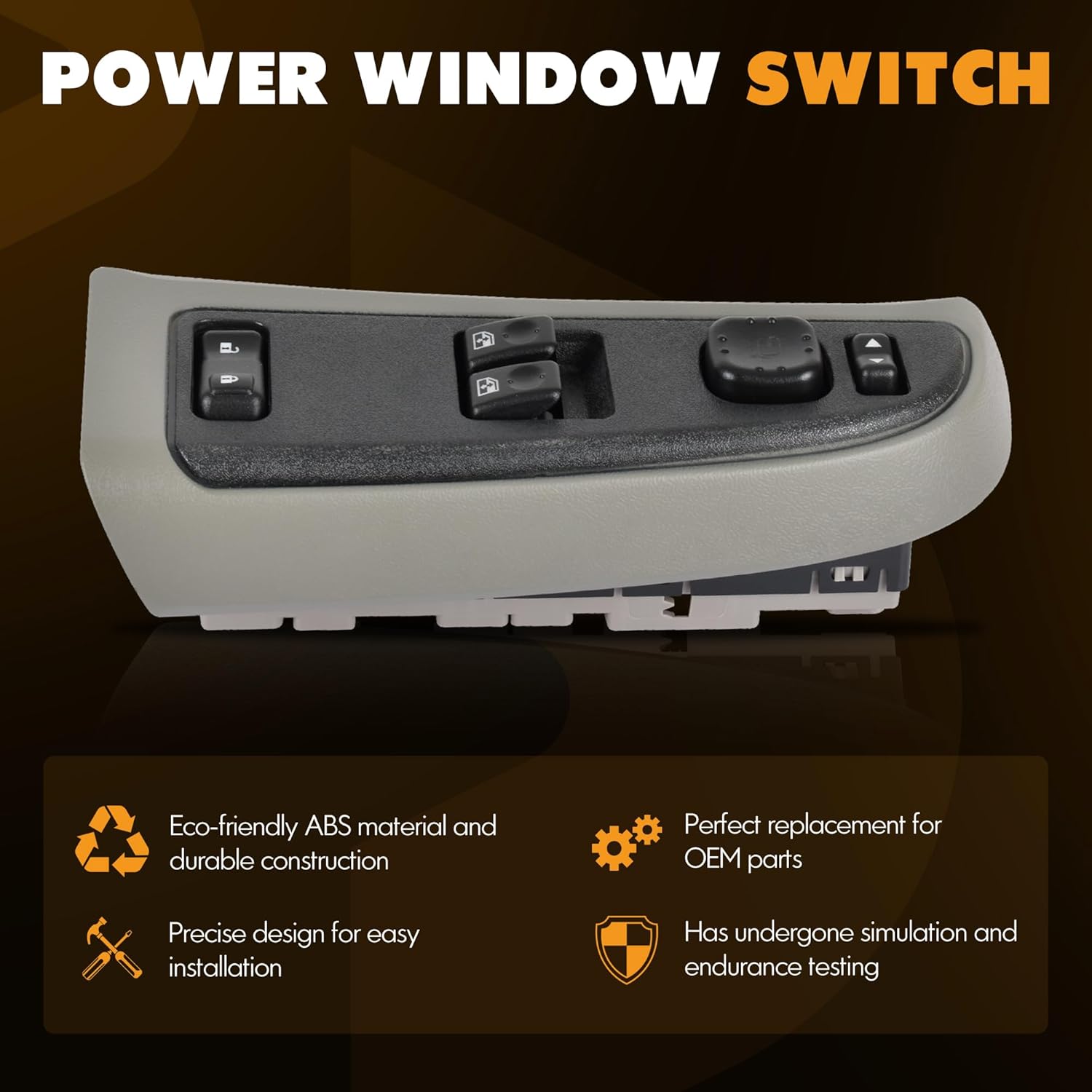 15883322 Front Driver Side Power Window Switch and Gray Bezel Assembly with Folding Mirror Switch Fit for Chevrolet GMC