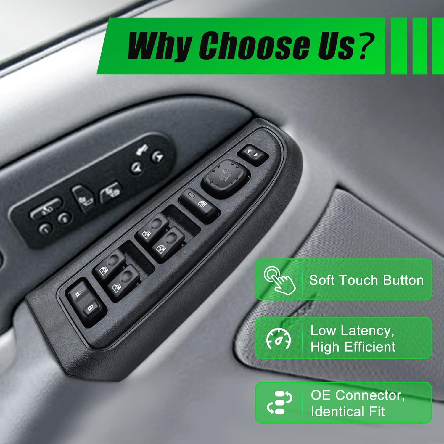 15883429 Driver Power Window Switch &With Panels Black / Folding Mirrors for 2003-2007 Hummer H2
