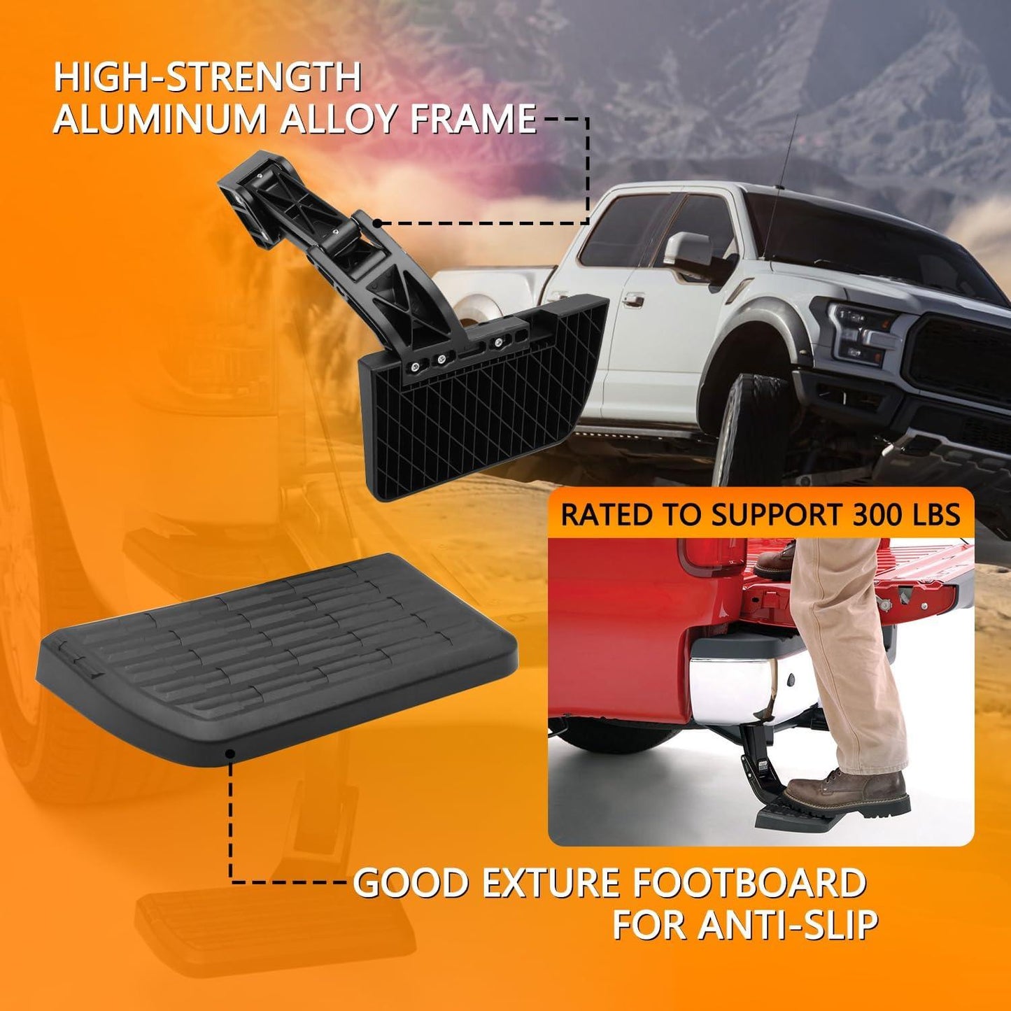 Rear Bed Step Retractable Bed Step Bumper Step for Tundra 2014 2015 2016 2017 2018 2019 2020 2021 Truck Bed Step,Folding Rear Bumper Tailgate Step - Epicureanauto - PT392-34140