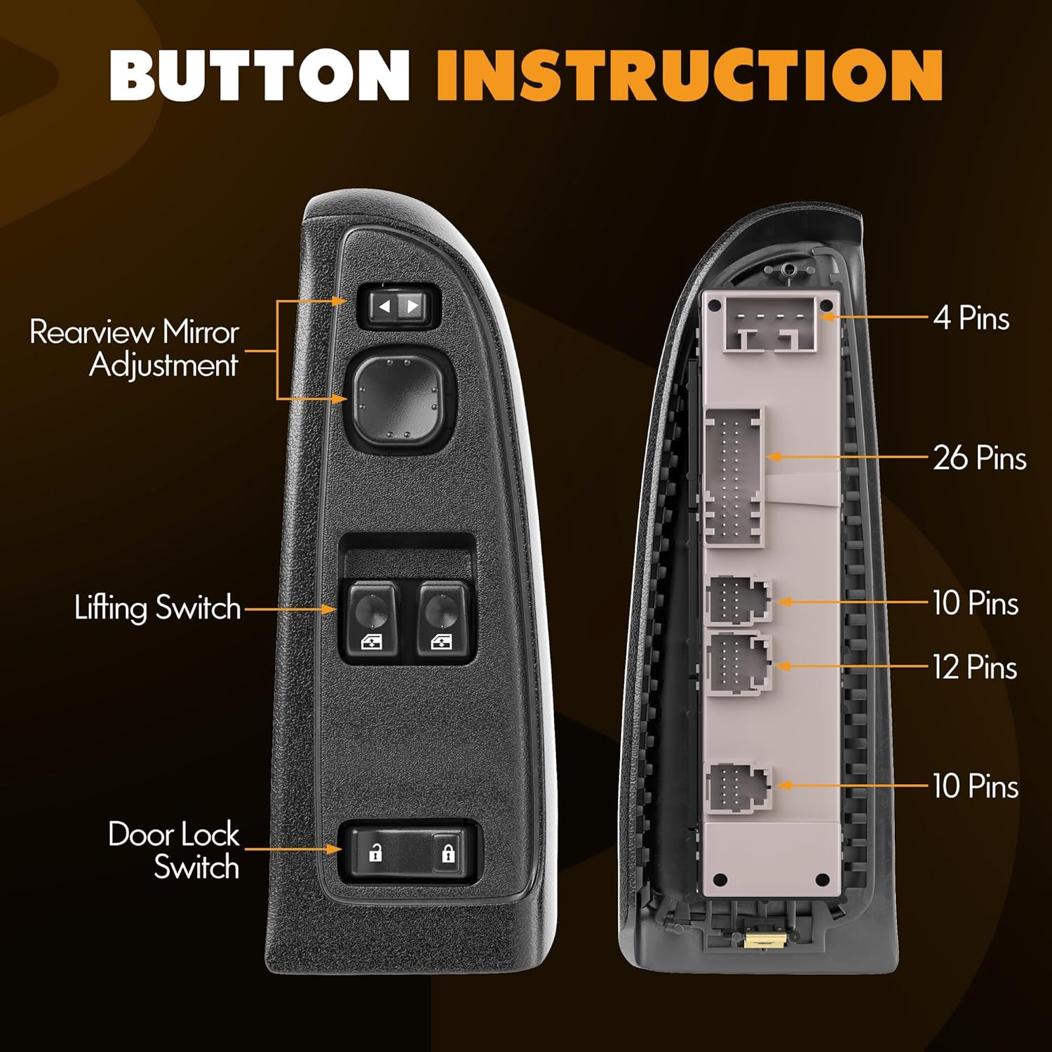 15883318 Fit for Chevrolet, GMC Front Driver Side Door Lock and Window Power Switch & Black Bezel Assembly