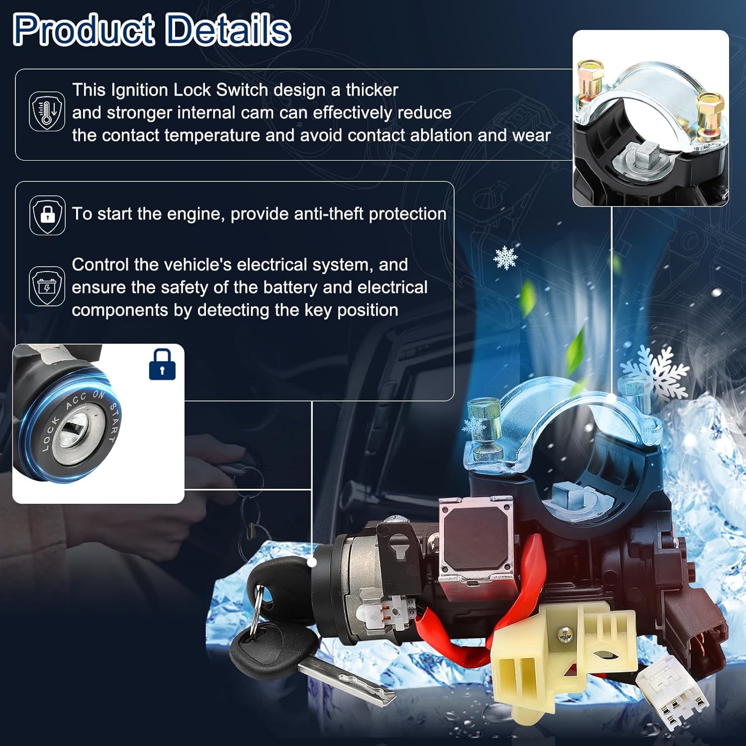 Ignition Lock Switch Assembly 81905-C2510 for 2015-2019 Hyundai Sonata with 2 Door Lock & Glovebox Lock Kit Cylinder Set & 2 Key