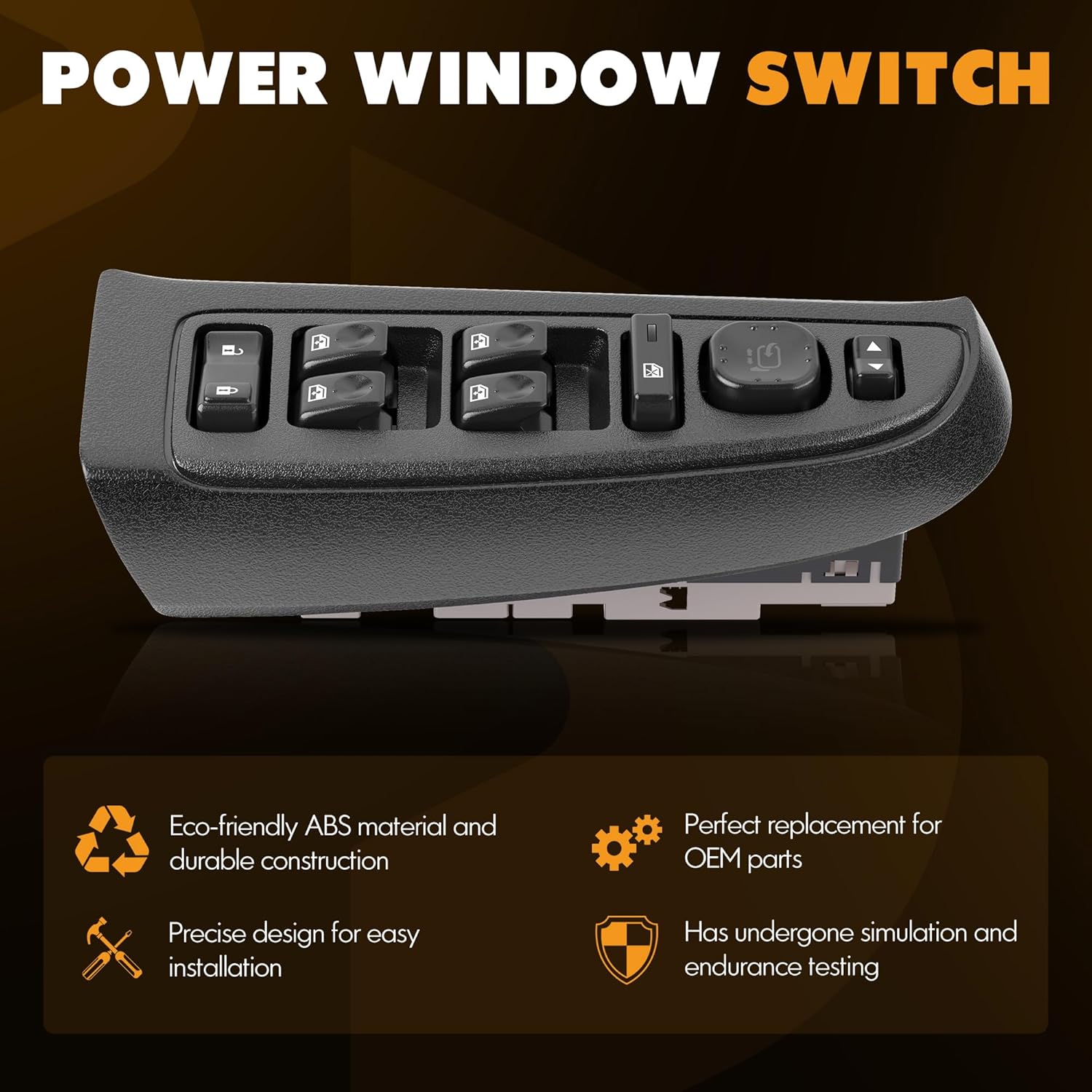 15883319 Master Power Window Switch & Black Bezel Assembly with Folding Mirror Switch Fit for 2003-2006 Chevy, GMC, Cadillac, Hummer
