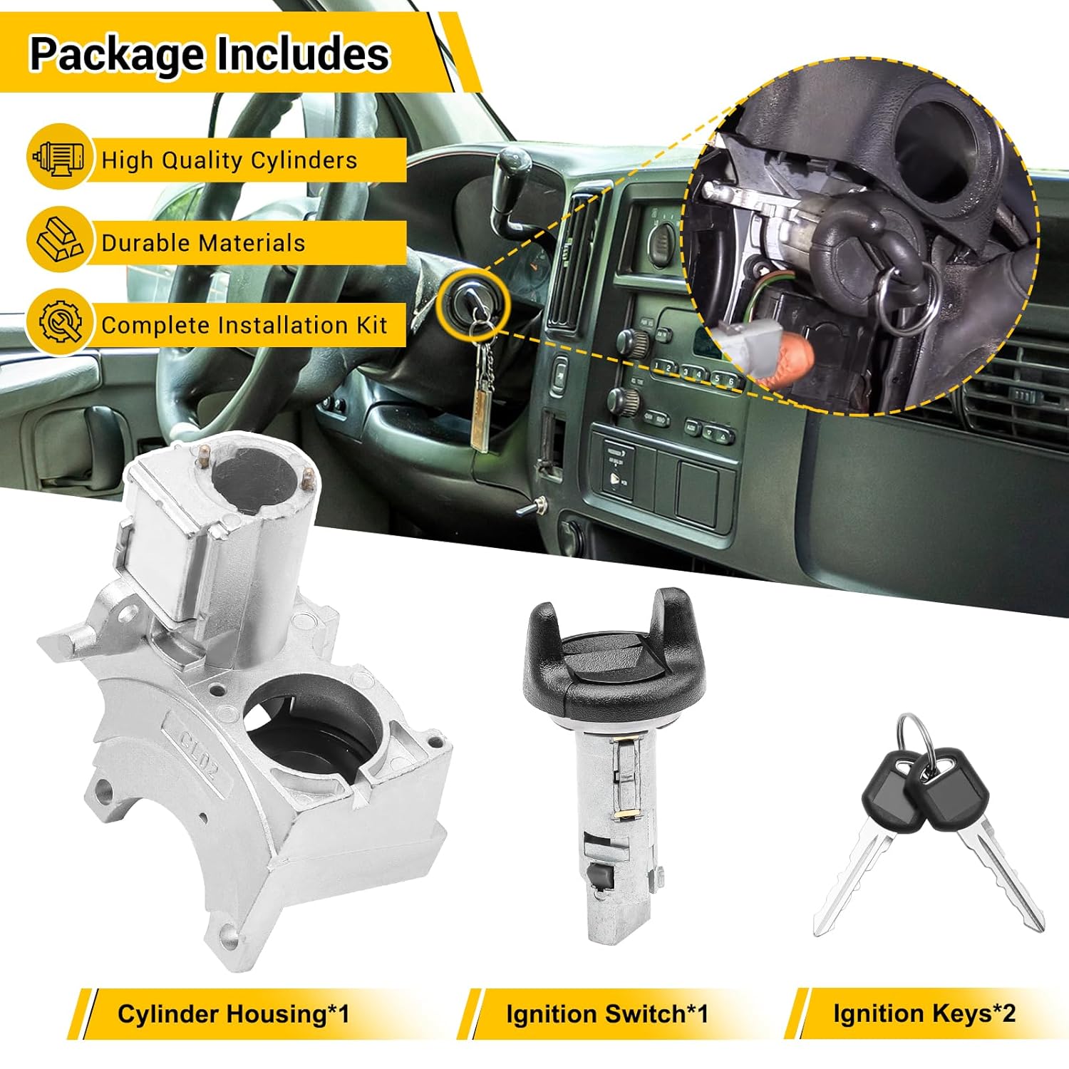 924-893,924-720 Ignition Assembly - Lock Cylinder Switch & Cylinder Housing for Chevy, GMC, Cadillac