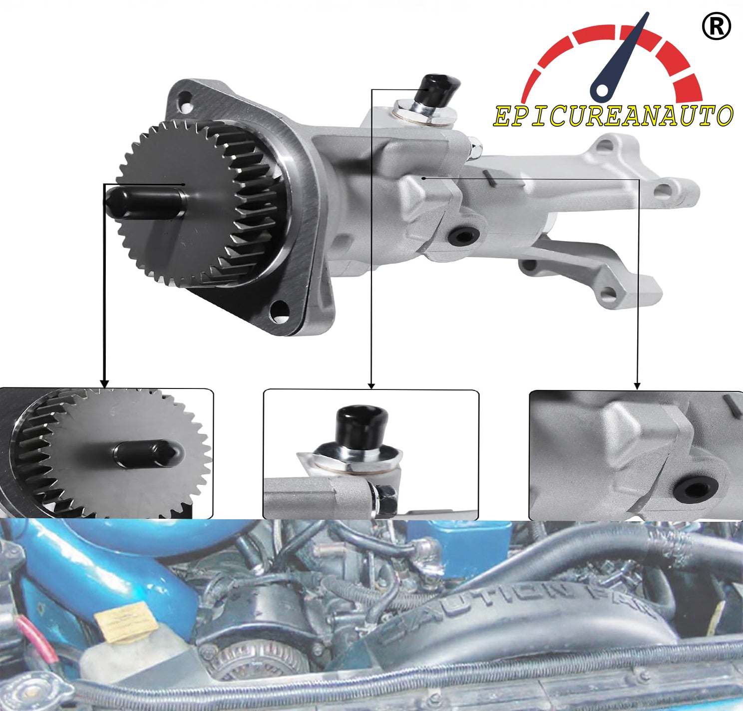904-810 Gear Driven Mechanical Vacuum Pump Compatible with 1994-2002 Dodge Ram 2500 3500 5.9L Cummins Diesel - Replaces 4897243AA, 4874365, 4746706, 3937193RX, 5019734AA