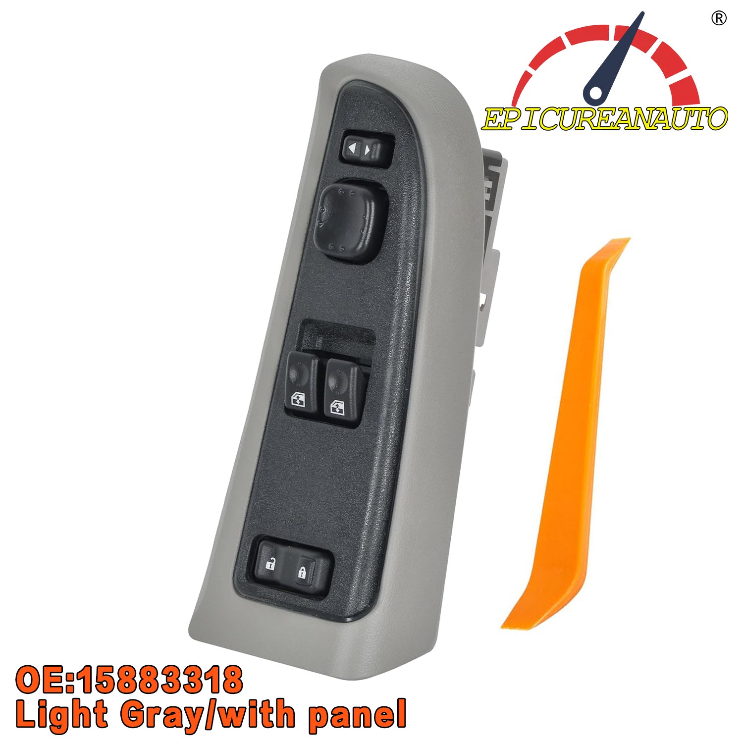 EPICUREANAUTO 15883318 Front Driver Side Door Lock and Window Power Switch & Gray Bezel Assembly Fit for 2003-2007 Chevrolet Silverado, 2003-2007 GMC Sierra, 920-023 Replaces DWS-226