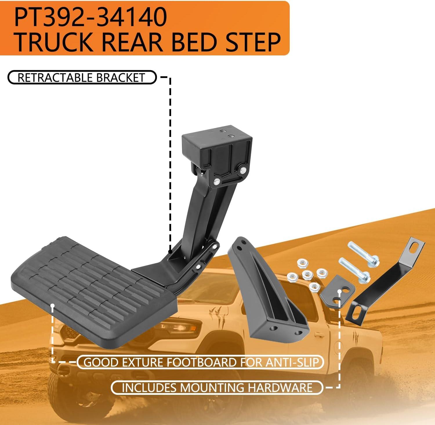 Rear Bed Step Retractable Bed Step Bumper Step for Tundra 2014 2015 2016 2017 2018 2019 2020 2021 Truck Bed Step,Folding Rear Bumper Tailgate Step - Epicureanauto - PT392-34140
