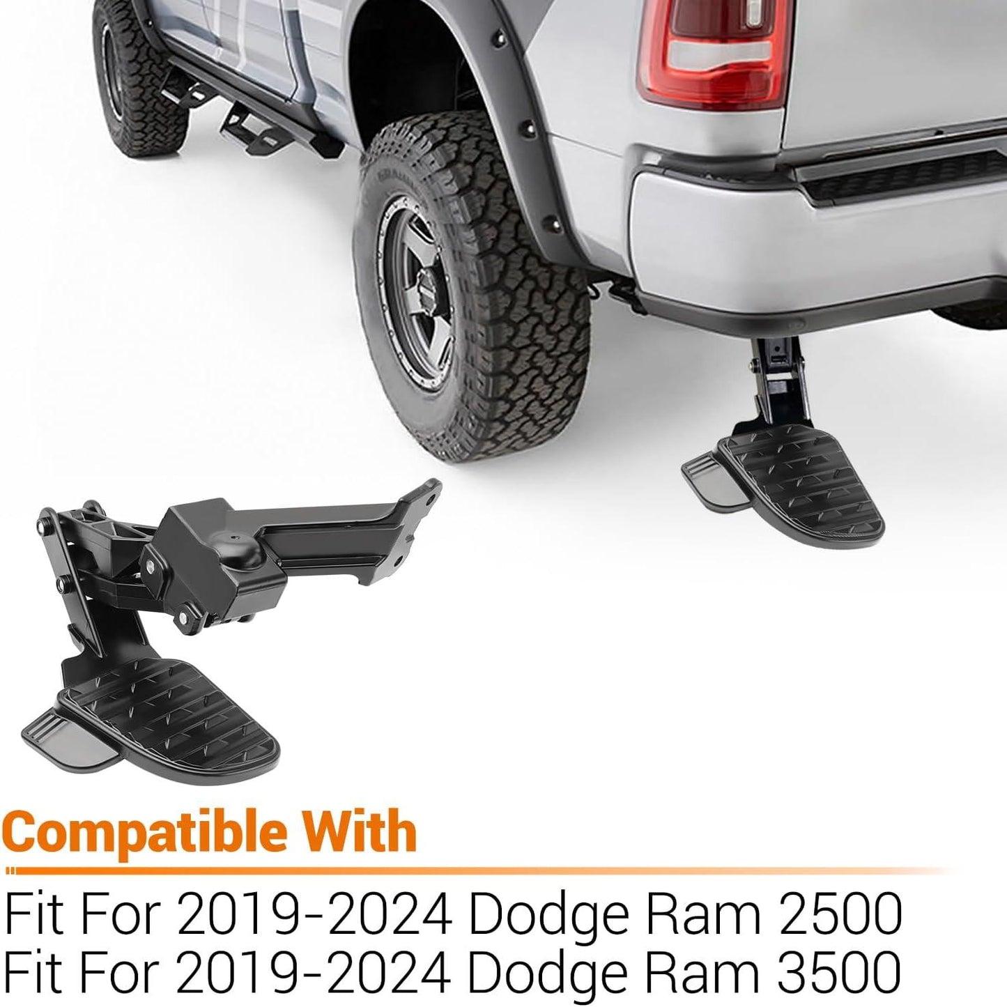 Rear Bed Step,Retractable Bed Step Bumper Step for 2019-2024 Dodge Ram 2500 3500 Truck Rear Tailgate Bedsteps - Epicureanauto - 82215842AE