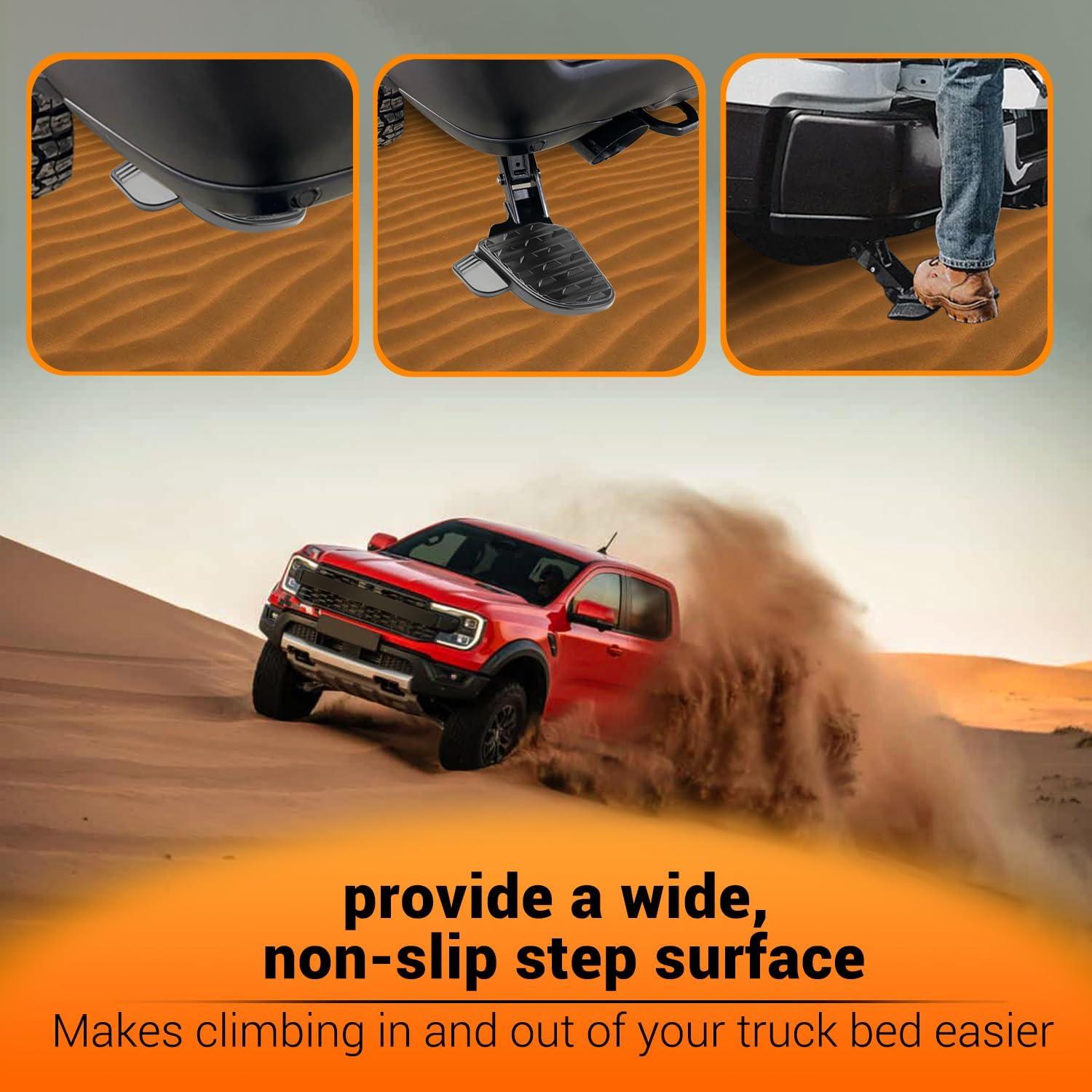 Rear Bed Step,Retractable Bed Step Bumper Step for 2019-2024 Dodge Ram 2500 3500 Truck Rear Tailgate Bedsteps - Epicureanauto - 82215842AE