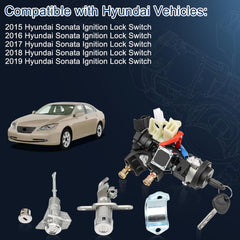 Ignition Lock Switch Assembly 81905-C2510 for 2015-2019 Hyundai Sonata with 2 Door Lock & Glovebox Lock Kit Cylinder Set & 2 Key