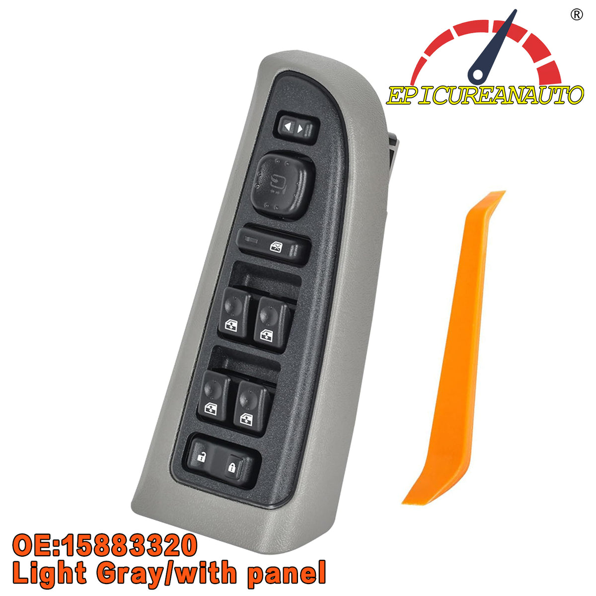 Master Power Window Switch & Light Gray Bezel Assembly with Folding Mirror Switch FitChevy, GMC, Cadillac, Hummer