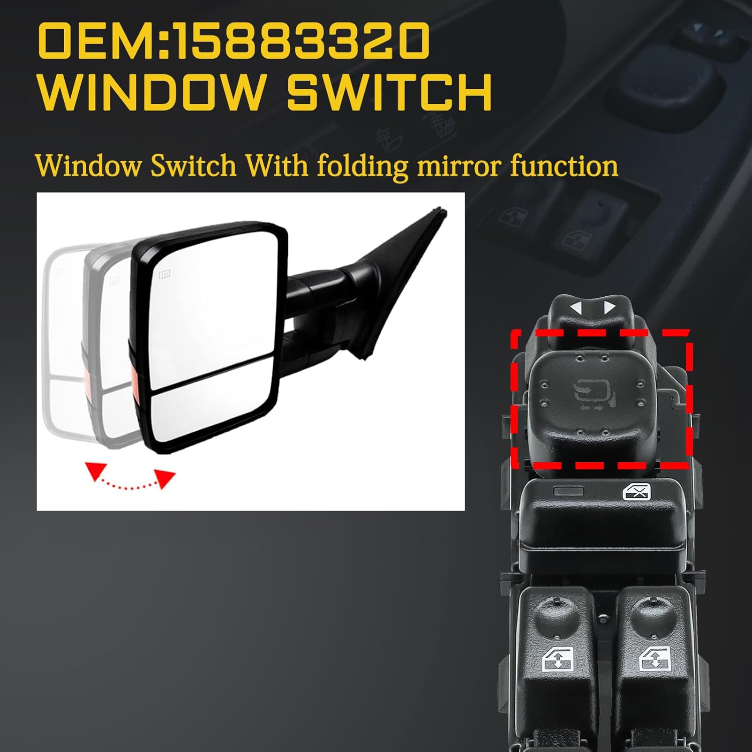 Ext Window Controls/Master Window Switch Driver Side/Door Switch/Mirror Switch
Reliable Material--The 2004 Chevy Silverado Window Switch Power Window Door Lock Switch is Crafted from ABS and polycarbonate material to provide long operating life and excellent performance. Intelligent Chip Used in Design, Very Sensitive to receiving instructions. Precisely Engineered to replace the Power Window Switch, ensuring Safety and Convenience.