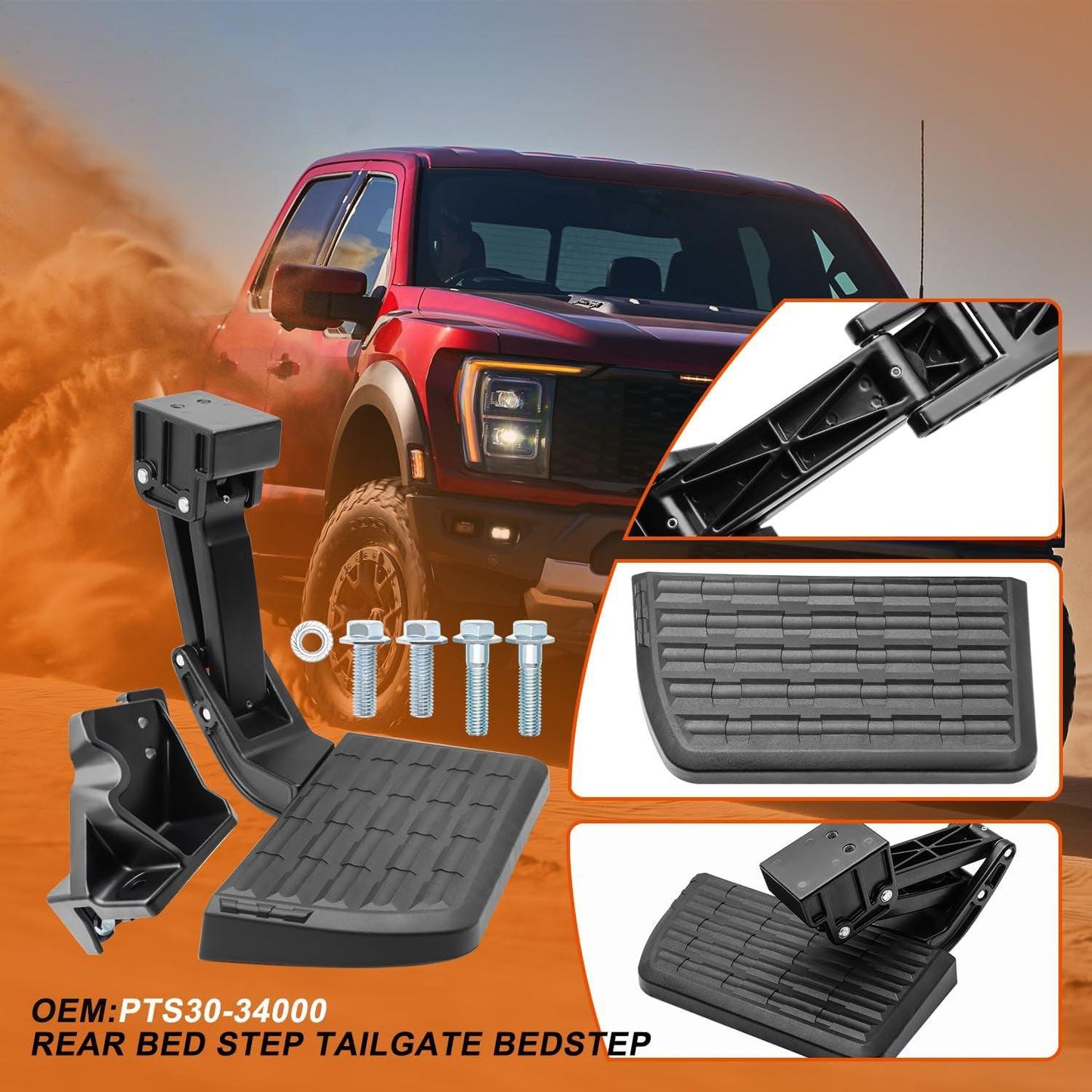 Retractable Bed Step Bumper Step for Toyota Tundra Bed Step 2022 2023 2024 Tundra Truck Bed Step,Folding Rear Bumper Tailgate Step OE:PTS30-34000 - Epicureanauto - PTS30-34000