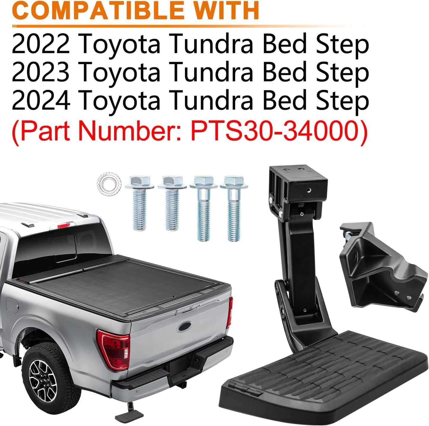 Retractable Bed Step Bumper Step for Toyota Tundra Bed Step 2022 2023 2024 Tundra Truck Bed Step,Folding Rear Bumper Tailgate Step OE:PTS30-34000 - Epicureanauto - PTS30-34000